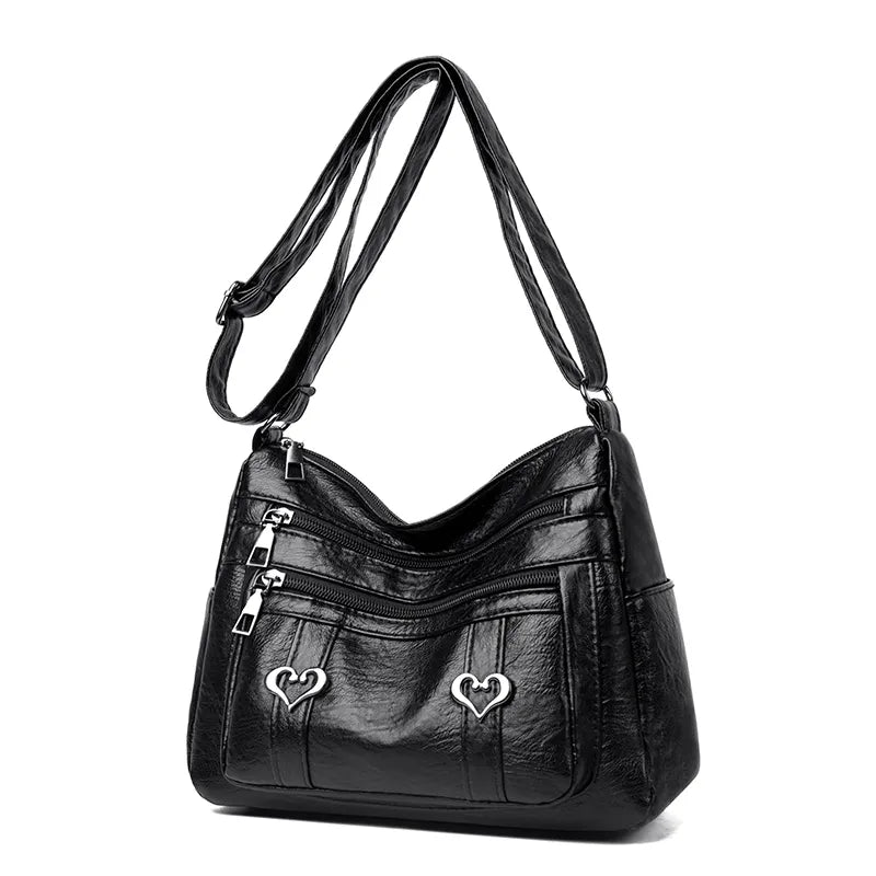 Leather Multi-Pockets Crossbody Bag