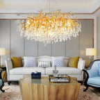 Dribble Crystal Raindrop Branch Chandelier Dimmable Dining Room Living Room — Gold Silver
