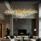 Dribble Crystal Raindrop Branch Chandelier Dimmable Dining Room Living Room — Gold Silver
