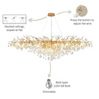 Dribble Crystal Raindrop Branch Chandelier Dimmable Dining Room Living Room — Gold Silver