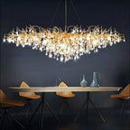 Dribble Crystal Raindrop Branch Chandelier Dimmable Dining Room Living Room — Gold Silver