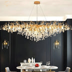 Dribble Crystal Raindrop Branch Chandelier Dimmable Dining Room Living Room — Gold Silver