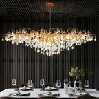 Dribble Crystal Raindrop Branch Chandelier Dimmable Dining Room Living Room — Gold Silver