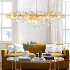 Dribble Crystal Raindrop Branch Chandelier Dimmable Dining Room Living Room — Gold Silver