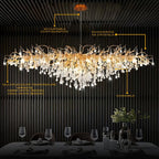 Dribble Crystal Raindrop Branch Chandelier Dimmable Dining Room Living Room — Gold Silver