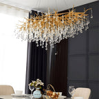 Dribble Crystal Raindrop Branch Chandelier Dimmable Dining Room Living Room — Gold Silver