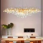 Dribble Crystal Raindrop Branch Chandelier Dimmable Dining Room Living Room — Gold Silver