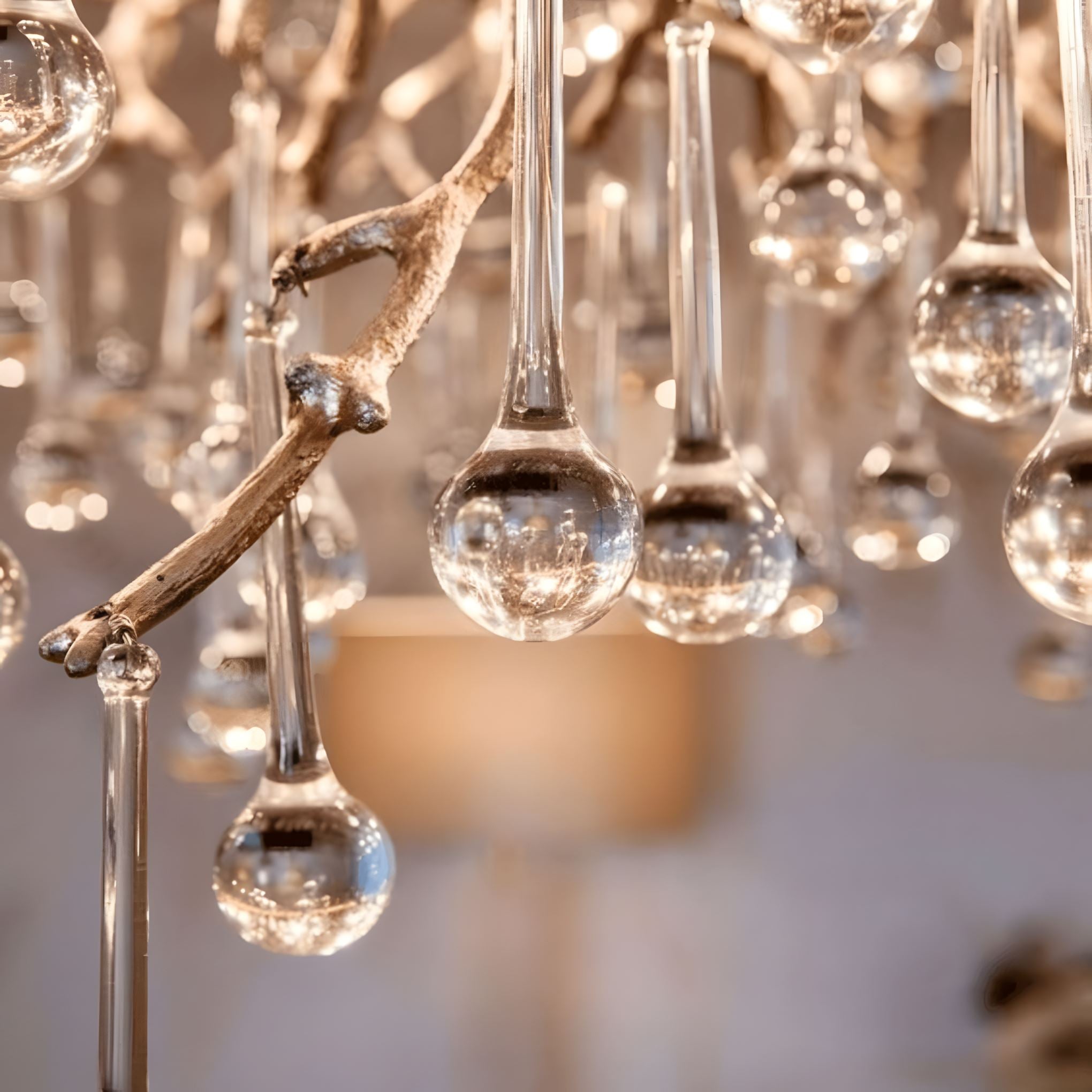 Dribble Crystal Raindrop Branch Chandelier Dimmable Dining Room Living Room — Gold Silver