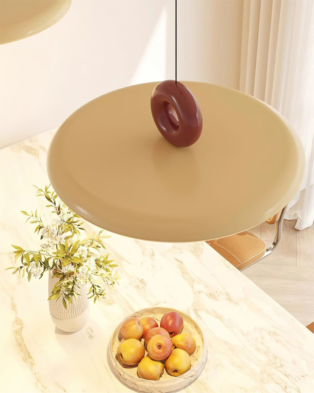 Pendant Lamp Disc with Loop Detail Ambient Minimalist