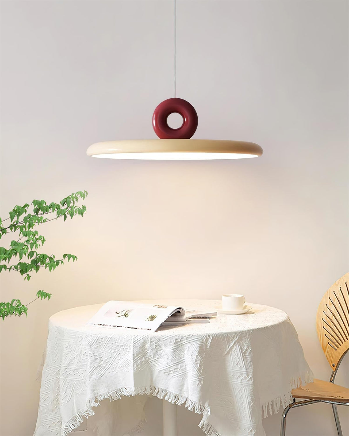 Pendant Lamp Disc with Loop Detail Ambient Minimalist
