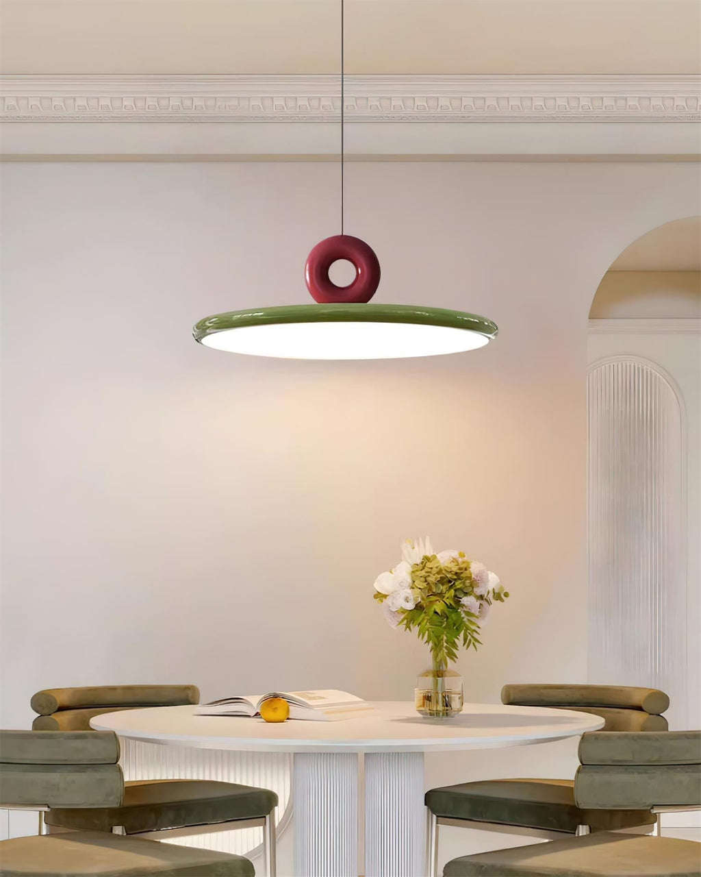 Pendant Lamp Disc with Loop Detail Ambient Minimalist