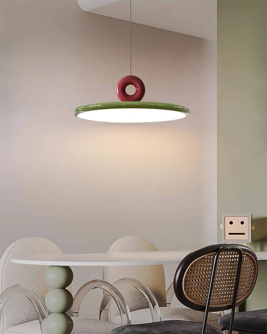 Pendant Lamp Disc with Loop Detail Ambient Minimalist