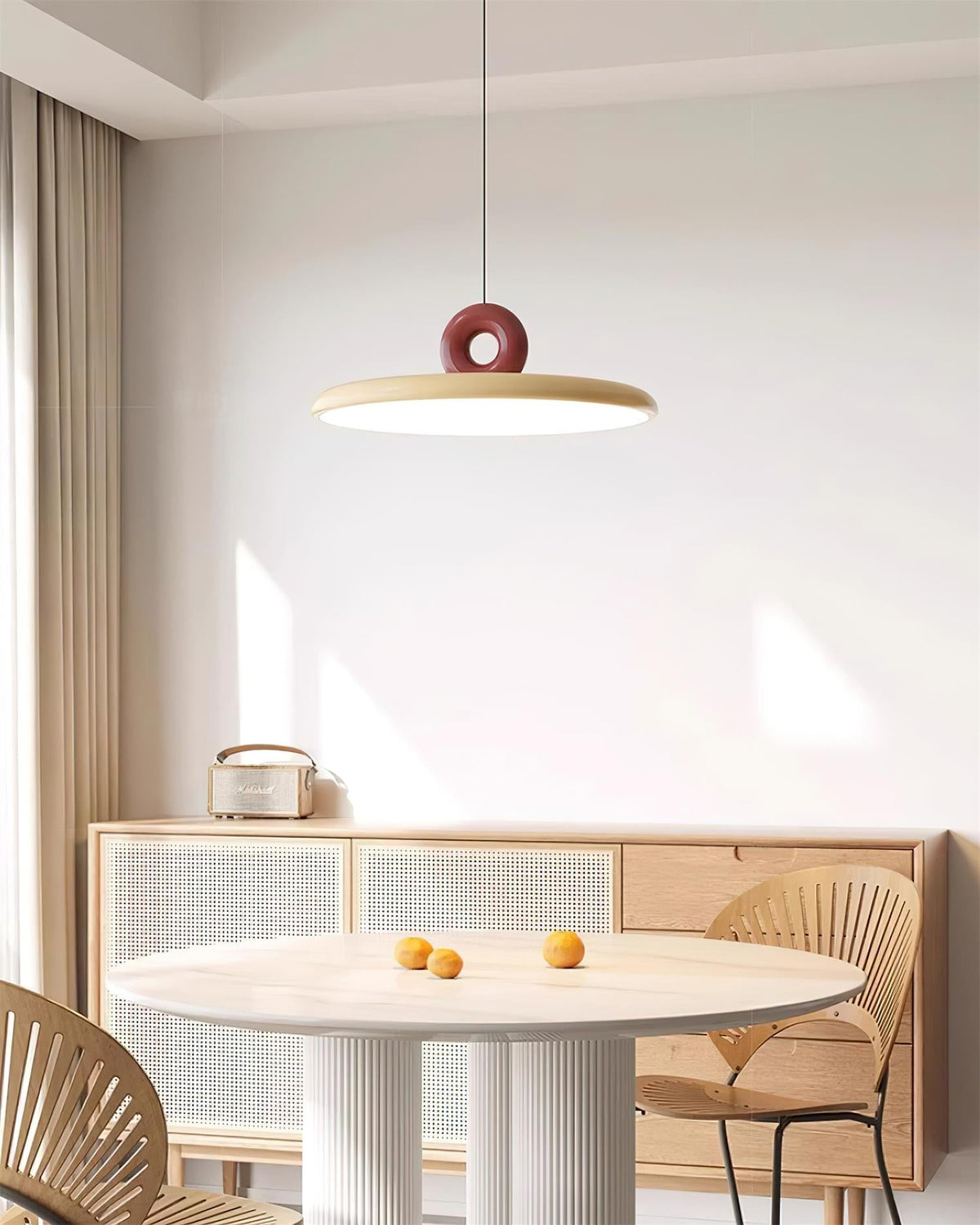 Pendant Lamp Disc with Loop Detail Ambient Minimalist