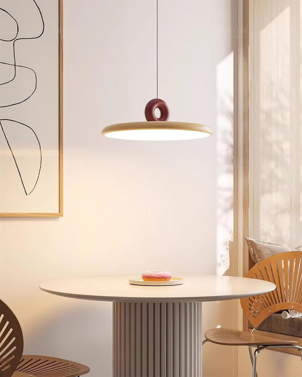 Pendant Lamp Disc with Loop Detail Ambient Minimalist