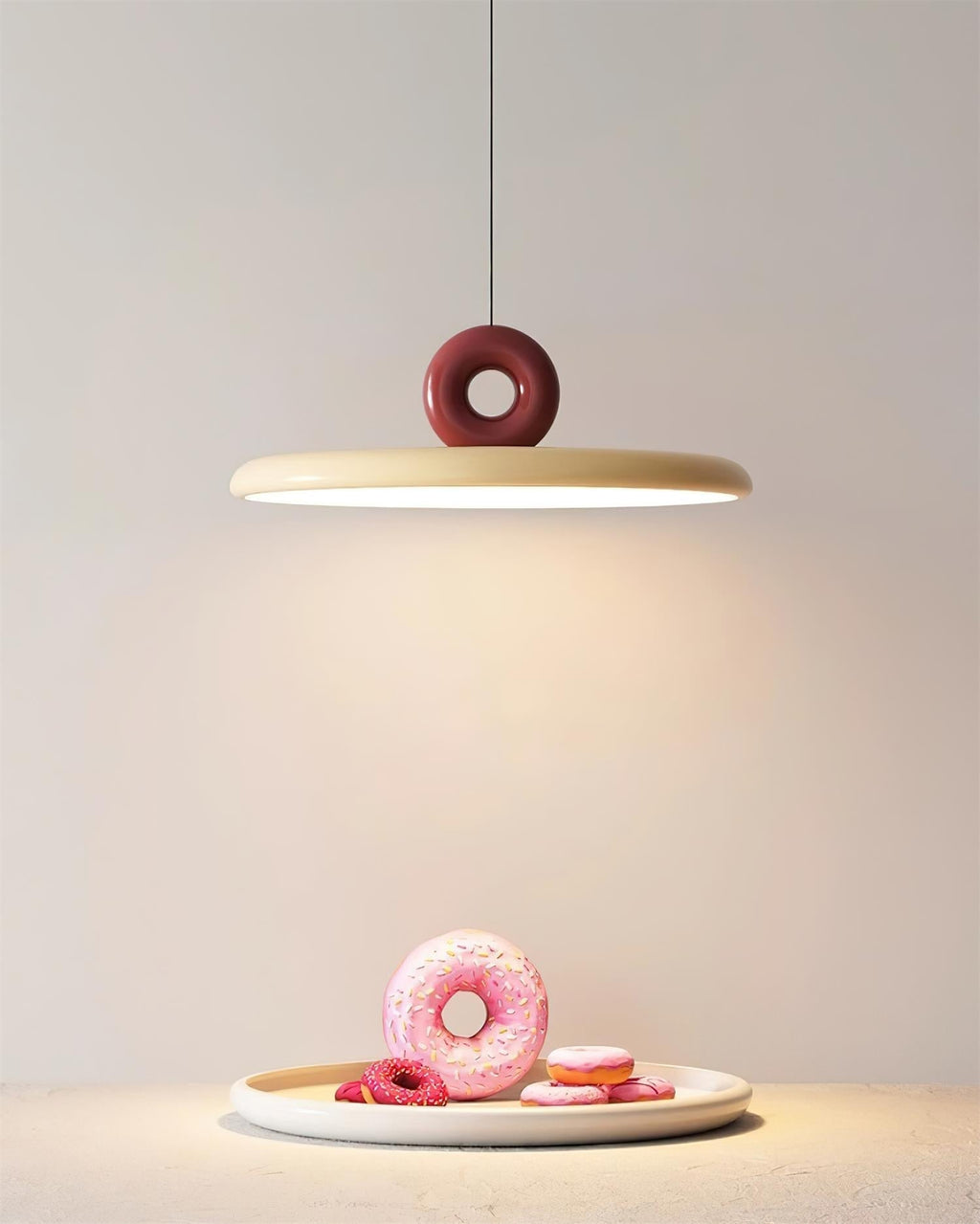 Pendant Lamp Disc with Loop Detail Ambient Minimalist