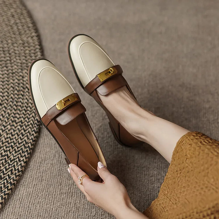 Designer Leather Slip-On Loafers for Women