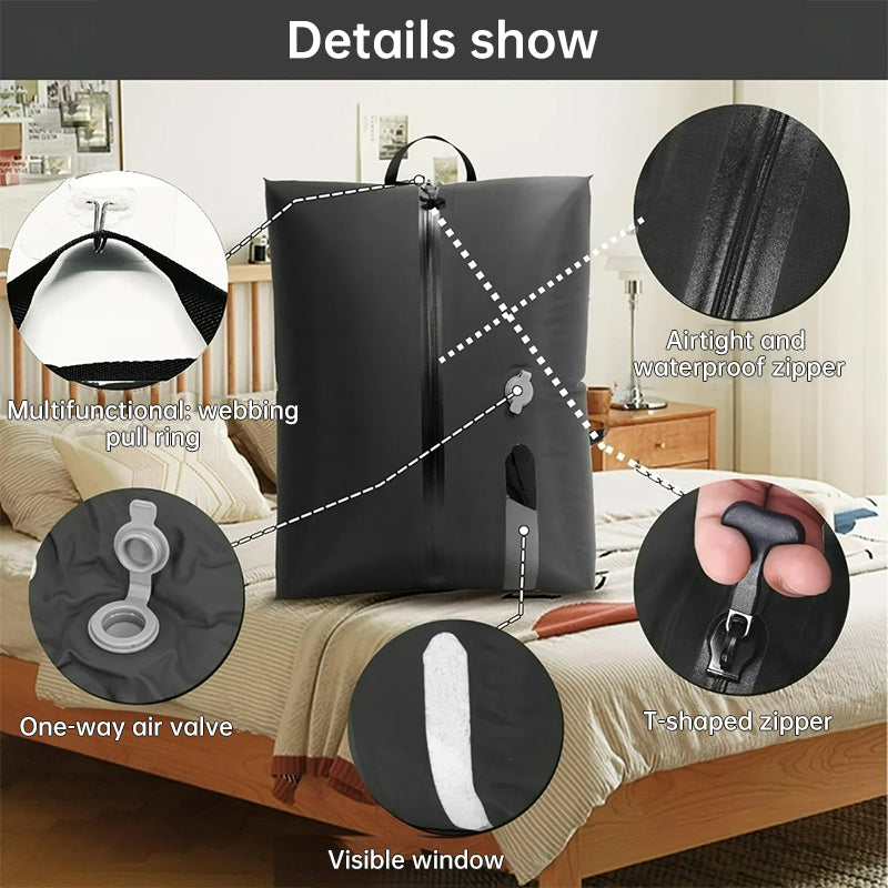 Travel Vacuum Storage Bags with Pump – 17L Compression Packing Bags for Clothes and Luggage