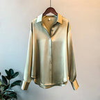 Elegant Silk Blouse - Luxurious Comfort retro Hong Kong style shirt top