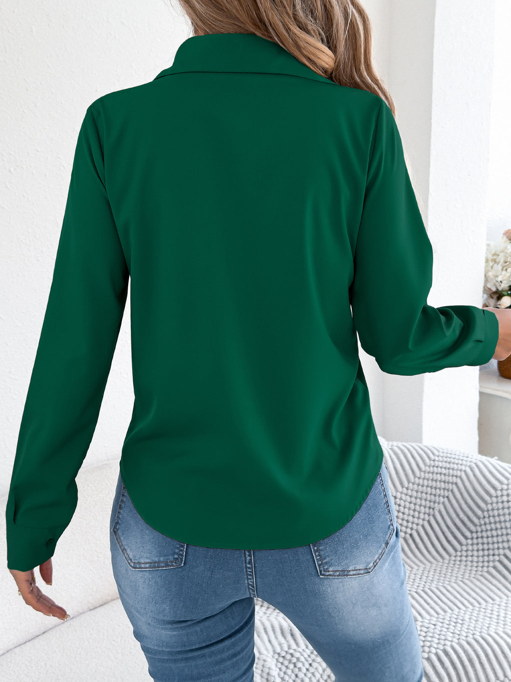 Elan | Tailored Pleated Blouse – Chic Button-Up Shirt for Women