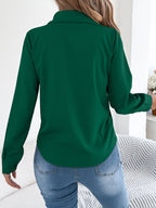 Elan | Tailored Pleated Blouse – Chic Button-Up Shirt for Women