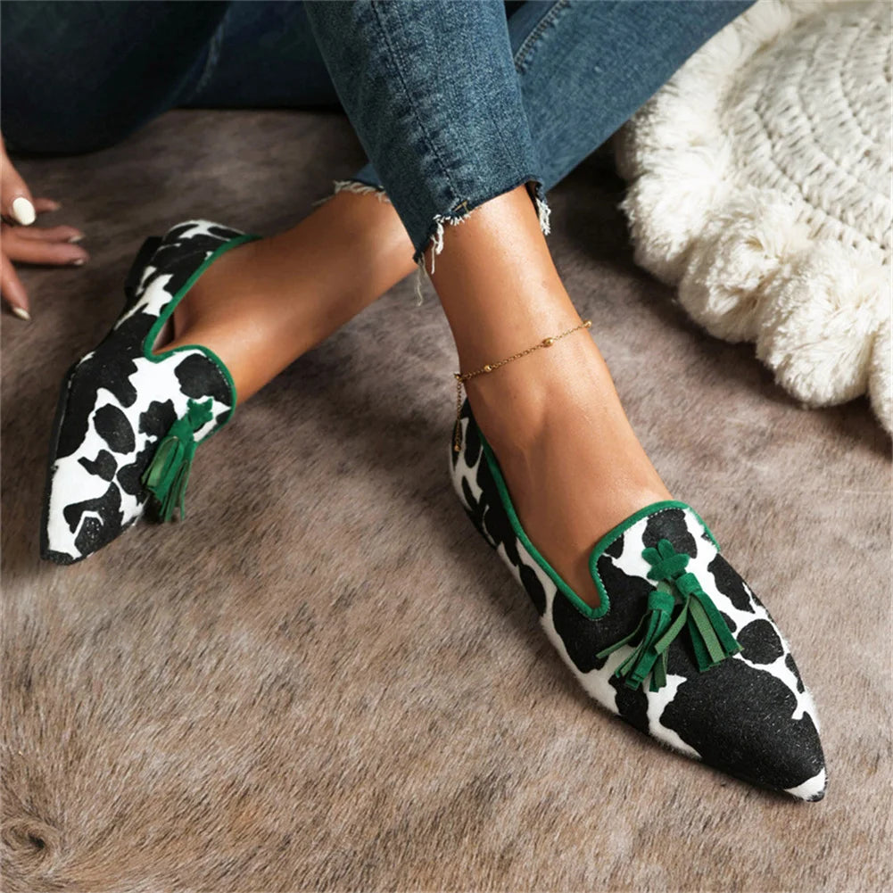 Orthopedic-Inspired Soft Suede Leopard Pointed Loafers