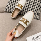 British Style Classic Leather Flat Shoes for Women