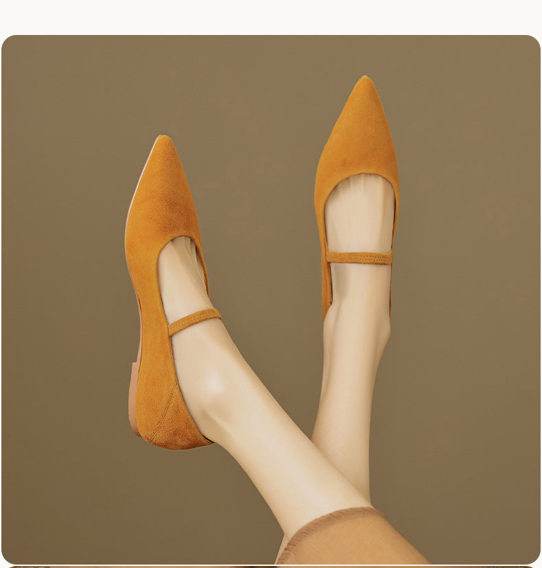 Women’s Retro Mary Jane Flats – Vegan Suede Low Heel Comfort Shoes