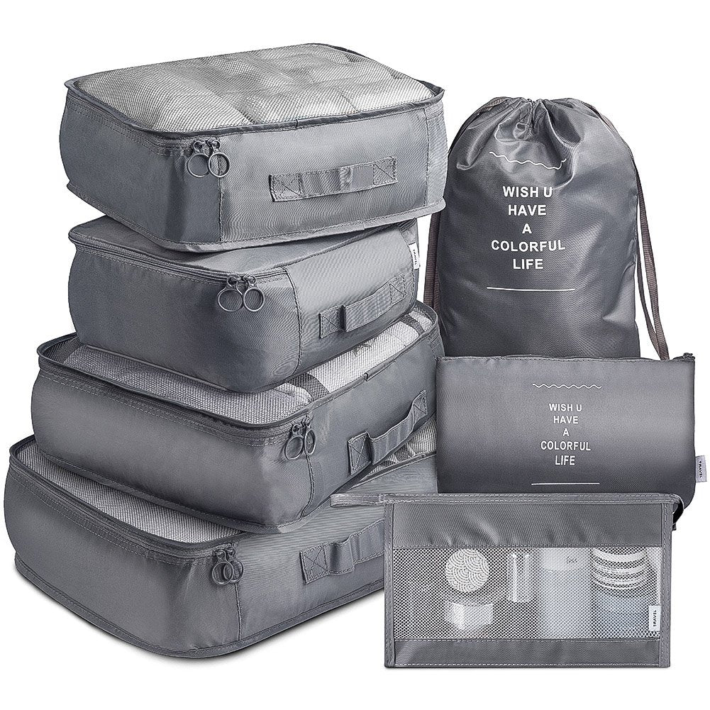 7-Piece Travel Packing Cubes Set – Suitcase Clothing Organizer Bags for Luggage, Mesh Packing Cubes & Travel Storage Bags