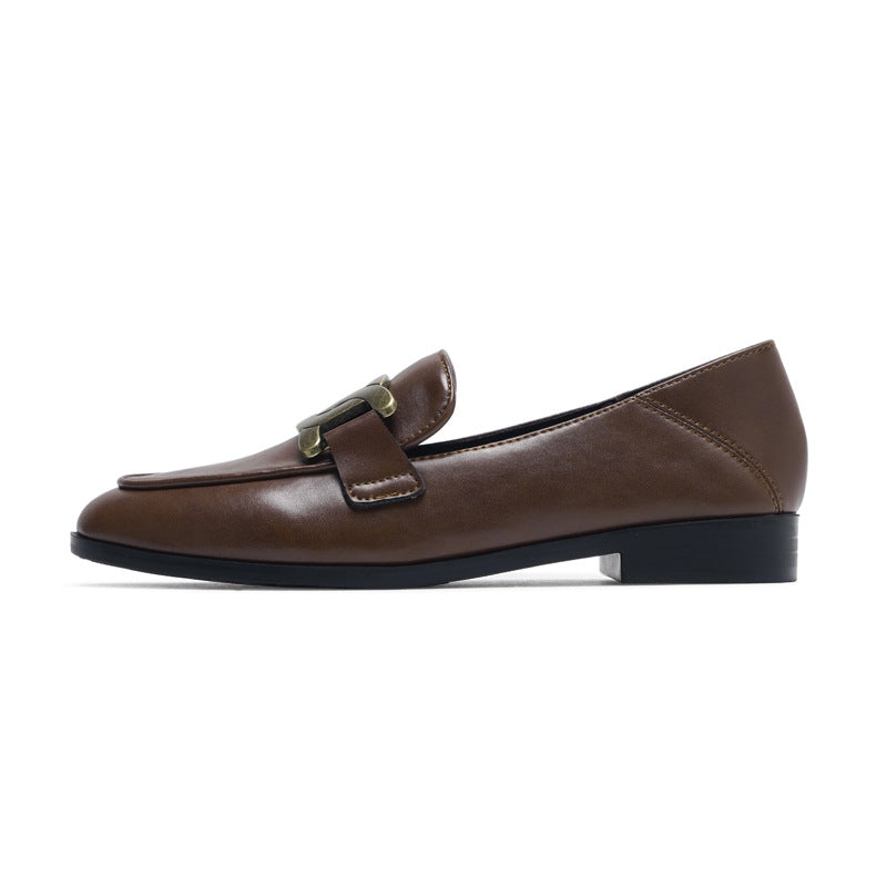 British Style Classic Leather Flat Shoes for Women