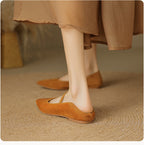 Women’s Retro Mary Jane Flats – Vegan Suede Low Heel Comfort Shoes