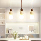 Cream Pendant Light, Bauhaus Wood Design, Dimmable LED, Walnut, Dining Room