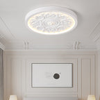 Minimalist Flush Mount Ceiling Light, Dimmable LED, Color Temp, White Beige Wood