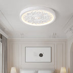 Minimalist Flush Mount Ceiling Light, Dimmable LED, Color Temp, White Beige Wood