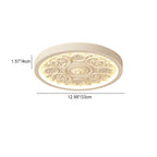 Minimalist Flush Mount Ceiling Light, Dimmable LED, Color Temp, White Beige Wood