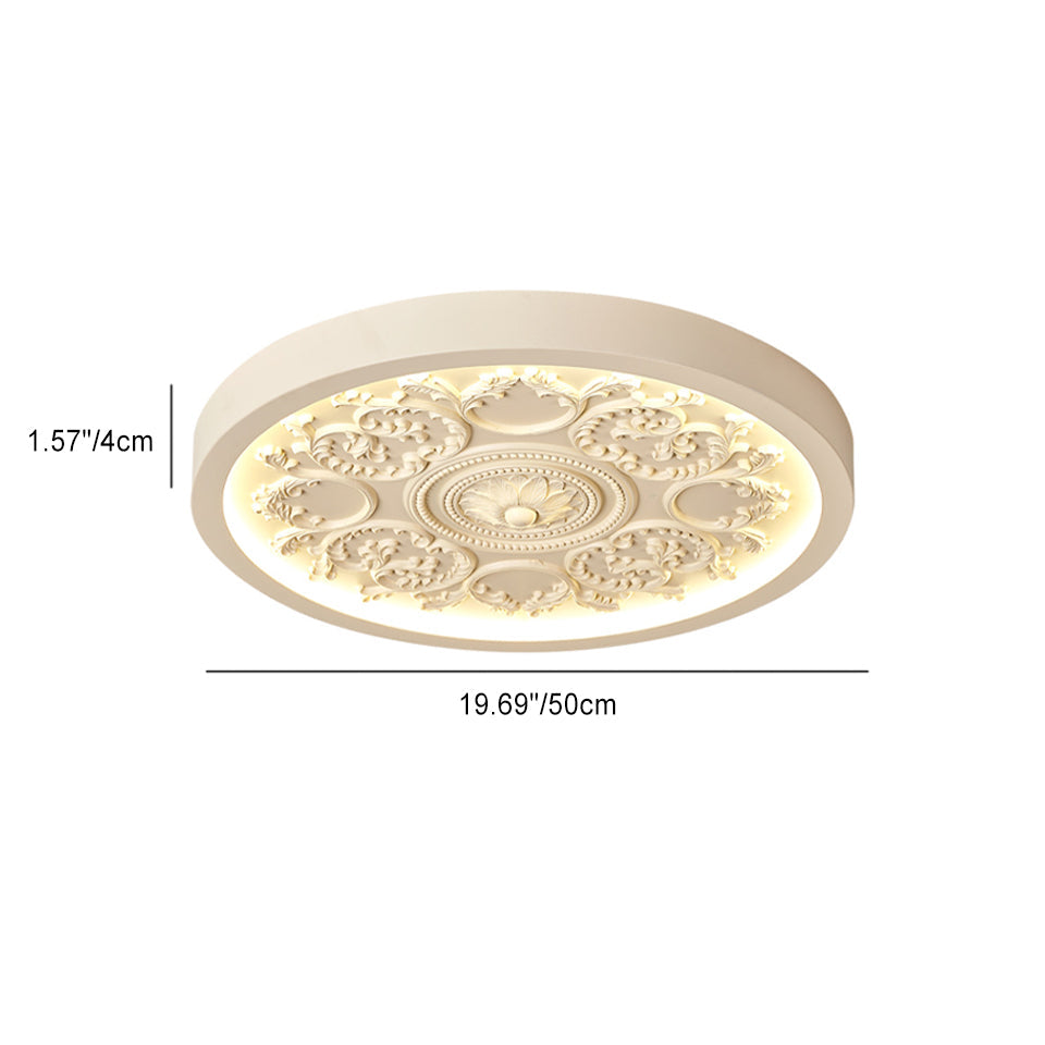Minimalist Flush Mount Ceiling Light, Dimmable LED, Color Temp, White Beige Wood