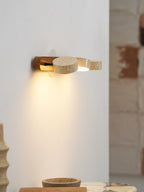Travertine Duo LED Wall Light Natural Stone Dimmable Bedroom Living Room — 2 to 3 Lights