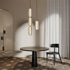 Striped Glass Cylinder Pendant Light Integrated LED Gold Warm White Kitchen Dining Hallway — 3 Heights