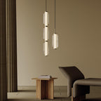Linear Glass Tube Pendant Light Gold Hardware Warm Cool LED Dining Room Bedroom — 3 Heights Set