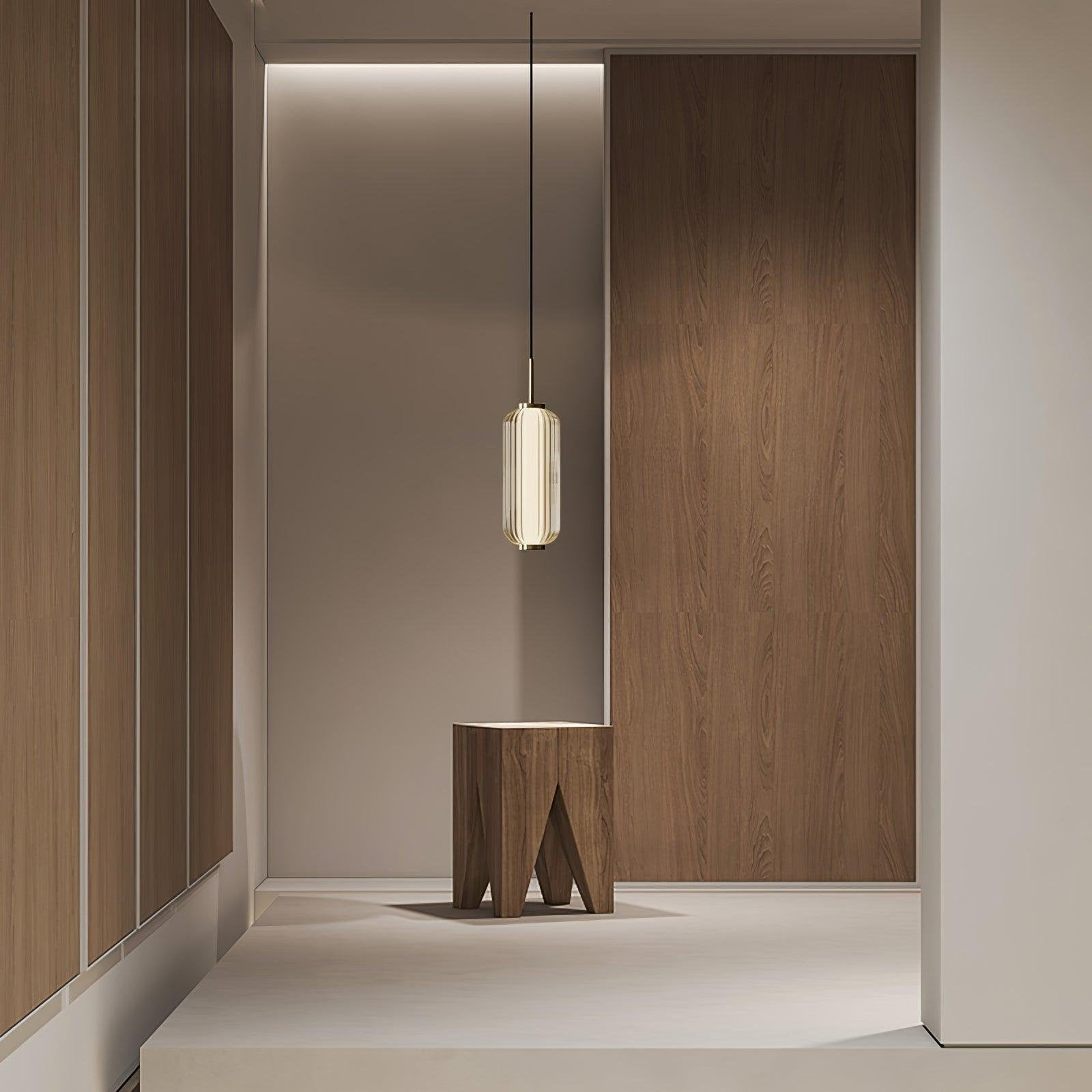 Linear Glass Tube Pendant Light Gold Hardware Warm Cool LED Dining Room Bedroom — 3 Heights Set