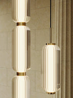 Linear Glass Tube Pendant Light Gold Hardware Warm Cool LED Dining Room Bedroom — 3 Heights Set