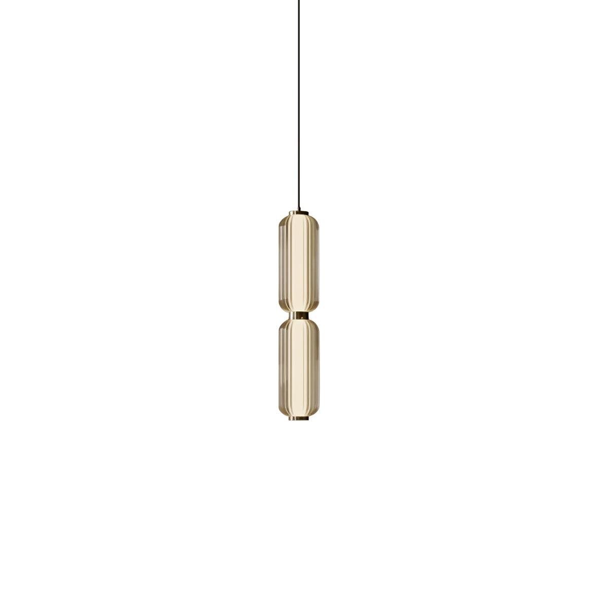 Linear Glass Tube Pendant Light Gold Hardware Warm Cool LED Dining Room Bedroom — 3 Heights Set