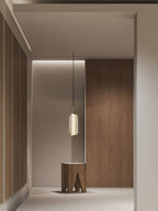 Striped Glass Cylinder Pendant Light Integrated LED Gold Warm White Kitchen Dining Hallway — 3 Heights
