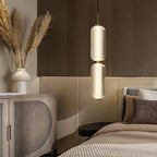 Linear Glass Tube Pendant Light Gold Hardware Warm Cool LED Dining Room Bedroom — 3 Heights Set
