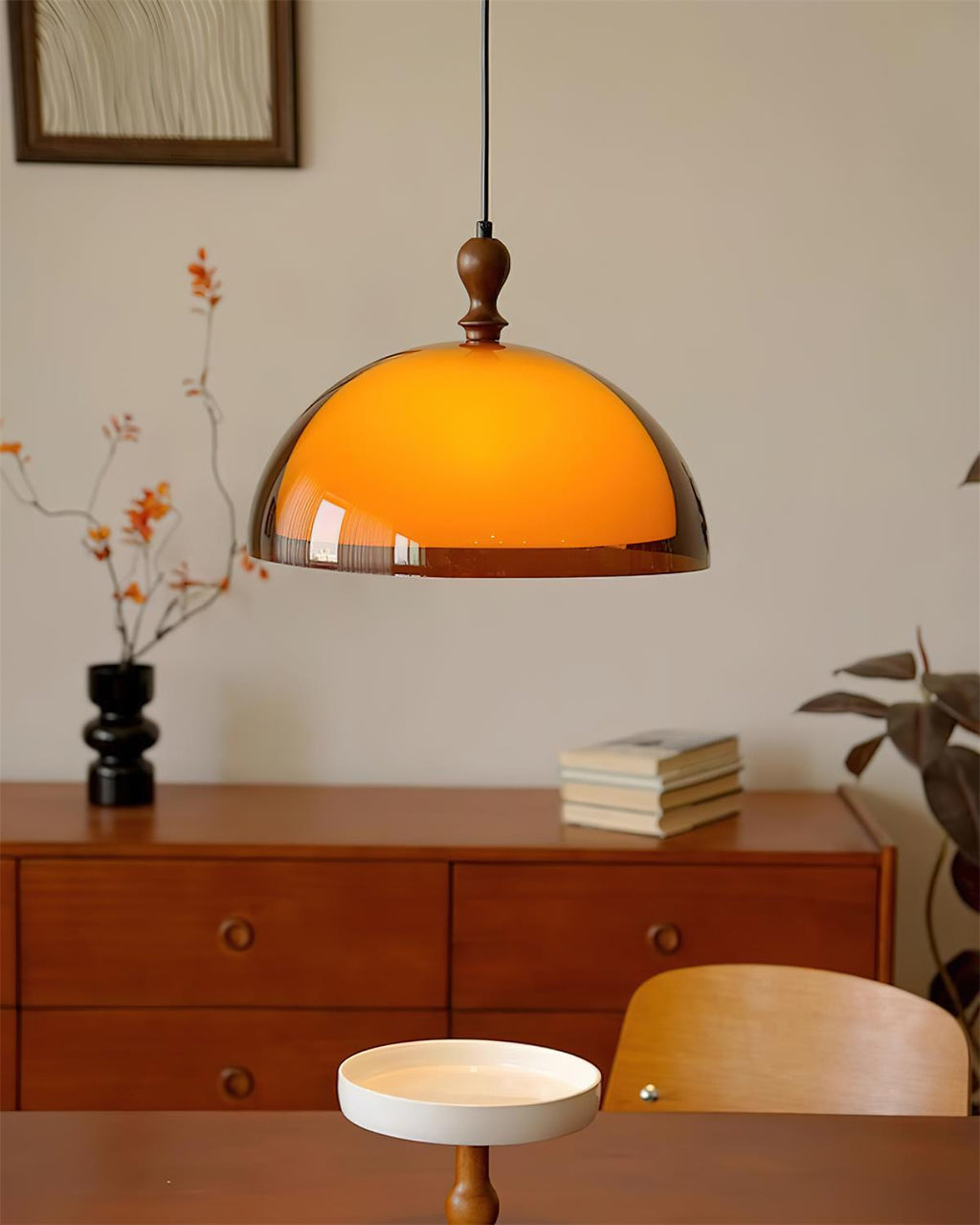 Solven Amber Acrylic Dome Pendant Light
