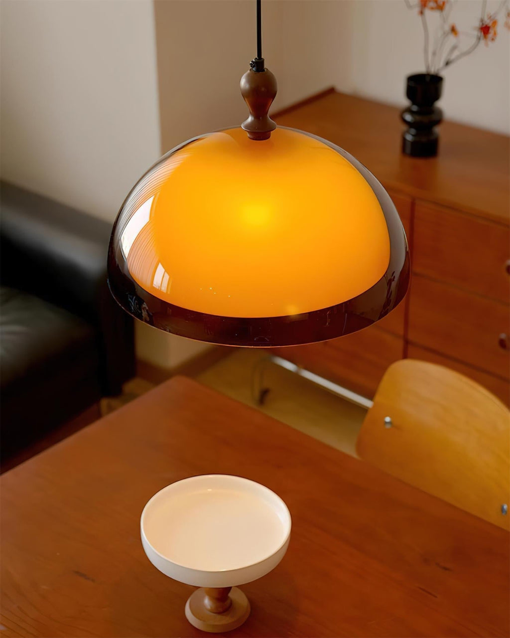 Solven Amber Acrylic Dome Pendant Light