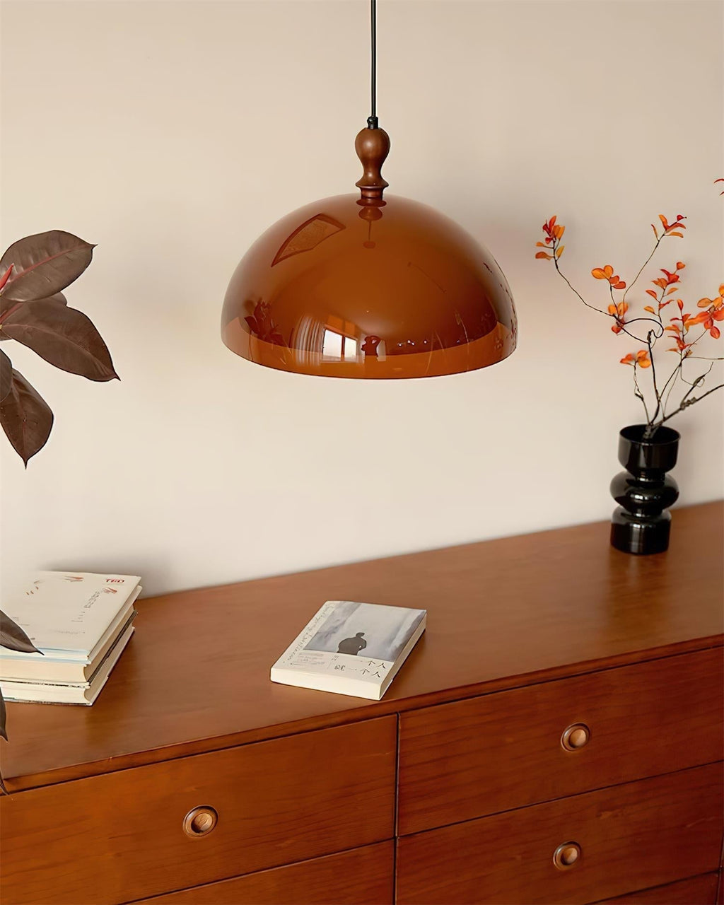 Solven Amber Acrylic Dome Pendant Light