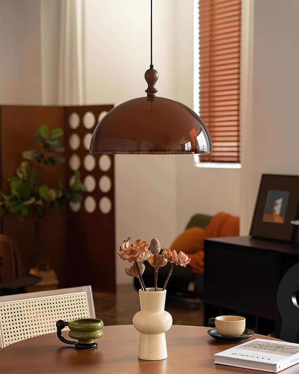 Solven Amber Acrylic Dome Pendant Light