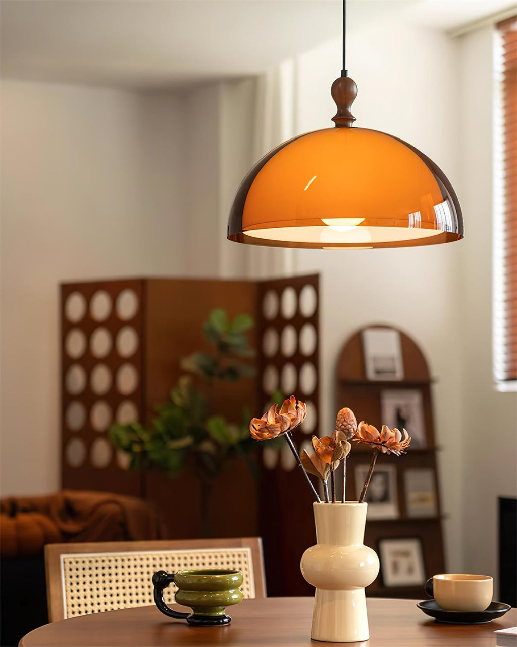 Solven Amber Acrylic Dome Pendant Light