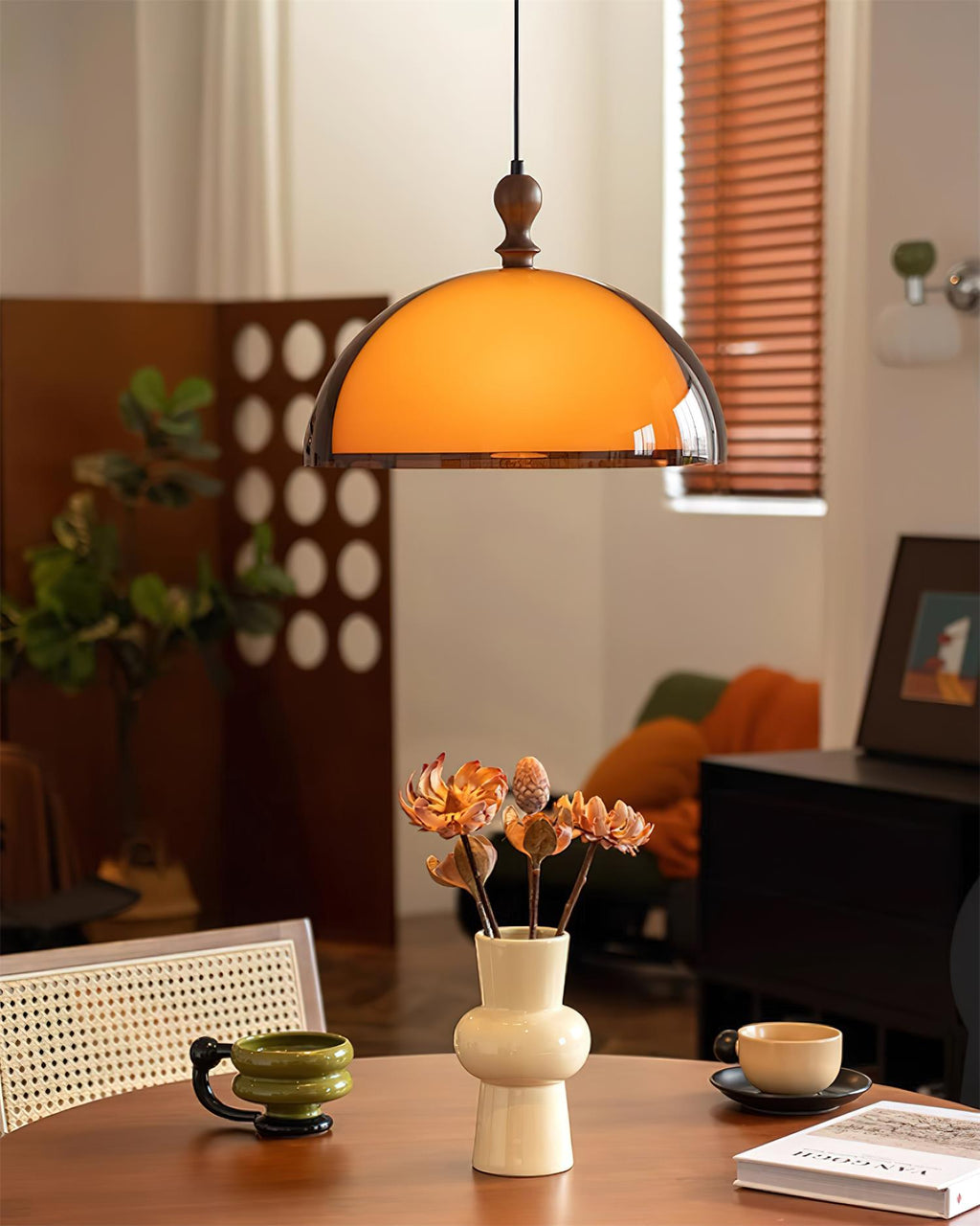 Solven Amber Acrylic Dome Pendant Light