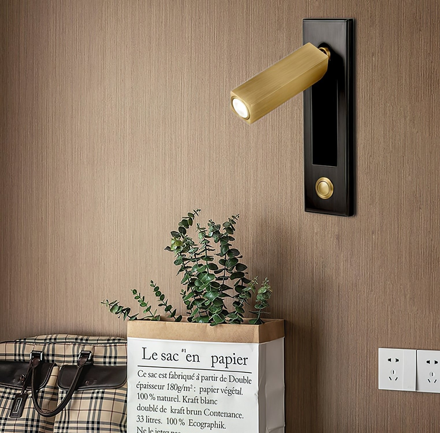 Embedded Bedside Wall Sconce Hidden Switch LED Warm Cool Bedroom — Matt Black Copper 3 Finishes
